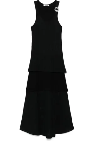 WALES BONNER Kleedjes, Dames, Zwart, M, Elegante Serenity Jurk voor Vrouwen