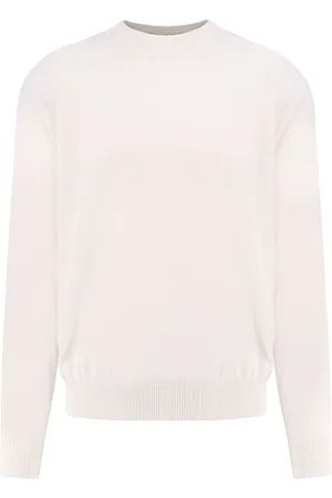 Moncler Truien, Heren, , M, Katoen, Witte Trui met Ribdetails