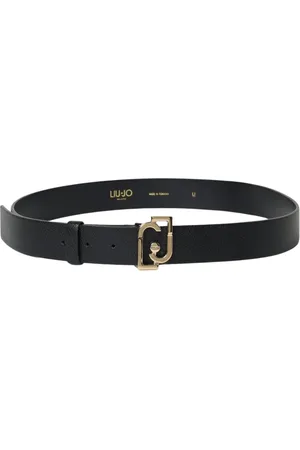 Liu Jo Accessoires, Dames, Zwart, S, Chique zwart leren riem met gouden gesp