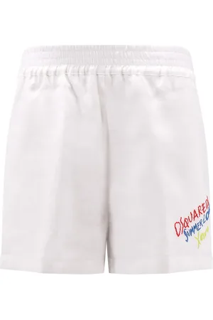 Dsquared2 Korte broeken, Dames, Wit, XS, Linnen, Witte Linnen Baggy Fit Shorts