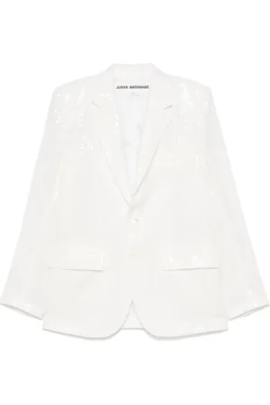 JUNYA WATANABE Jassen, Dames, Wit, S, Wit knoopsluiting buitenkleding met klepzakken
