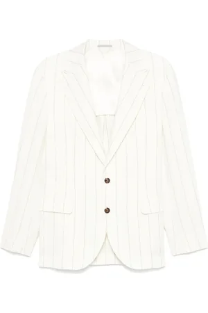 Brunello Cucinelli Jassen, Heren, , 2Xl, Witte Geknoopte Jas met Zakken