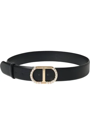 Twin-Set Accessoires, Dames, Zwart, L, Leer, Parel Leren Riem