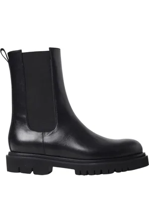 ANNA F. Schoenen, Dames, Zwart, 36 EU, Leer, Zwarte Leren Chelsea Laarzen
