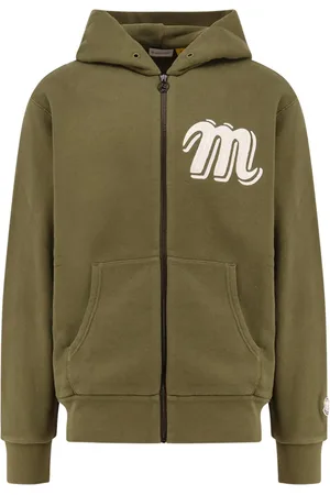 Moncler Sweatshirts & Hoodies, Heren, Bruin, S, Katoen, Bruine trui met capuchon en rits