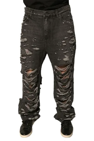 Dolce & Gabbana Jeans, Heren, Grijs, L, Katoen, Donkergrijze Straight Katoen Denim Jeans