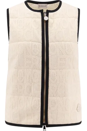 Moncler Jassen, Dames, Wit, M, Katoen, Witte ritssluiting katoenmix jas