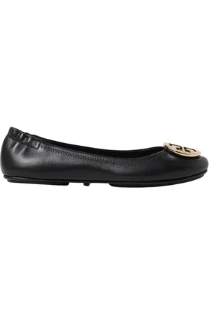 Tory Burch Schoenen, Dames, Zwart, 38 EU, Leer, Zwarte leren balletflats