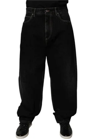 Dolce & Gabbana Jeans, Heren, Zwart, M, Denim, Zwarte Wide Leg Denim Jeans