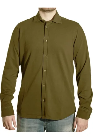 Circolo Overhemden, Heren, Groen, L, Katoen, Groene Lange Mouw Shirt