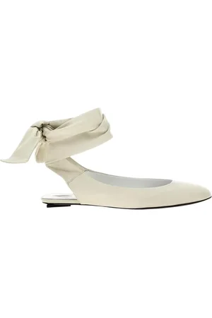 The Attico Schoenen, Dames, Wit, 39 EU, Witte Leren Strik Ballerina Flats