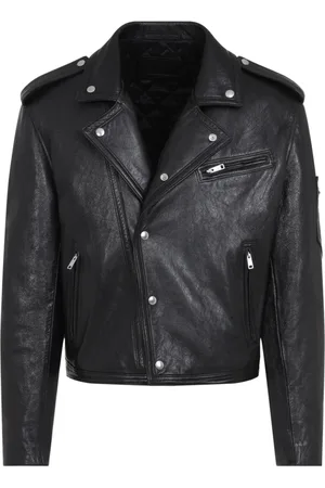Prada Jassen, Heren, Zwart, L, Leer, Zwarte leren jas voor mannen