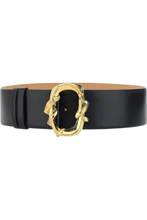 Alexander McQueen Accessoires, Dames, Zwart, 80 CM, Leer, Zwarte leren riem met gouden gesp