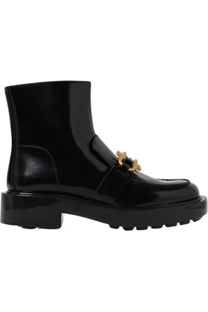 Bottega Veneta Schoenen, Dames, Zwart, 37 EU, Leer, Zwarte Enkellaarsjes met Kettingdetail