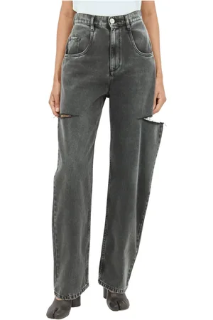 Maison Margiela Jeans, Dames, Zwart, XS, Katoen, Wide-leg Cut-Out Jeans