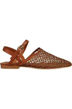 Staud Schoenen, Dames, Bruin, 41 EU, Lichtbruine geperforeerde sandaal