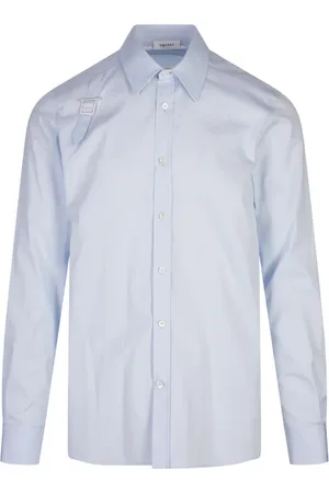 Alexander McQueen Overhemden, Heren, Blauw, S, Blauw Harnas Shirt Met T-Gesp