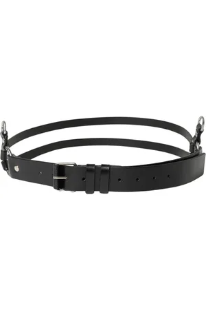 ANN DEMEULEMEESTER Accessoires, Dames, Zwart, 110 CM, Leer, Minimalistische Leren Riem met Metalen Ringen
