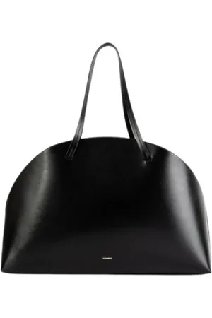 Jil Sander Tassen, Dames, Zwart, ONE Size, Leer, Zwarte leren grote schoudertas