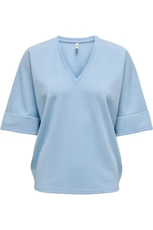 ONLY Truien, Dames, Blauw, M, Glitter V-Neck Top Soft Chambray
