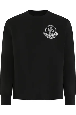 Moncler Sweatshirts & Hoodies, Heren, Zwart, M, Logo Patch Zwarte Sweater