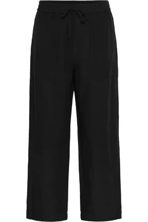 Part Two Broeken, Dames, Zwart, XL, Linnen, Zwarte Wijde Pijp Linnen Broek