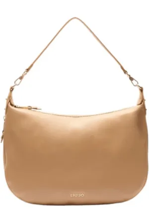 Liu Jo Tassen, Dames, Bruin, ONE Size, Polyester, Studded Schoudertas met Afneembaar Handvat