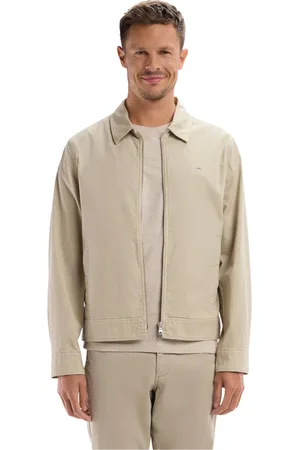Eden Park Jassen, Heren, Grijs, S, Katoen, Beige stretch katoenen gabardine blouson met rits