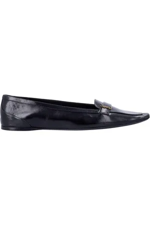 Saint Laurent Schoenen, Dames, Zwart, 38 1/2 EU, Leer, Klassieke Leren Loafers Elegante Zwarte Stijl