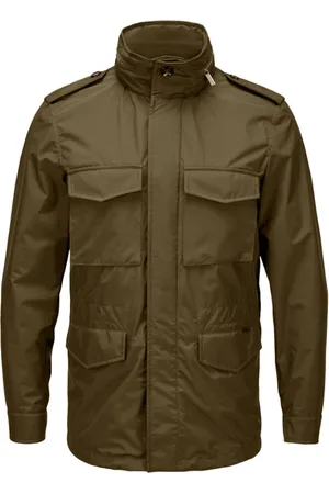 MOORER Jassen, Heren, Bruin, 2Xl, Polyester, Groene Denver Jas met Verborgen Capuchon