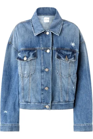 Pinko Jassen, Dames, Blauw, S, Denim, Denim Jas Blauw Knoopsluiting Klassieke Kraag