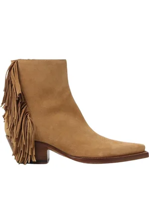 Buttero Schoenen, Dames, Bruin, 41 EU, Suède, Koper Rood Suède Franje Enkellaarzen