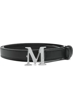 Max Mara Accessoires, Dames, Zwart, L, Zwart Logo-Gesp Riem met Enkele Lus