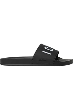 Dsquared2 Schoenen, Heren, Zwart, 41 EU, Zwarte Rubberen Slides Sandalen