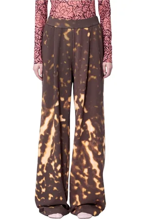 DRIES VAN NOTEN Broeken, Dames, Bruin, L, Katoen, Tie-Dye Katoenen Track Pants