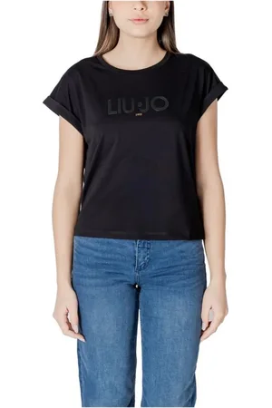 Liu Jo Tops, Dames, Zwart, XS, Katoen, Katoenen T-shirt voor comfortabel dragen