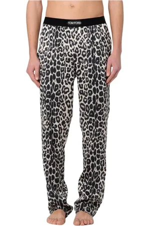 Tom Ford Nachtkleding & Lounge, Heren, Veelkleurig, S, Luxe zijden pyjama met luipaardprint
