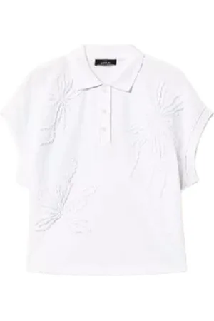 Twin-Set Tops, Dames, Wit, S, Katoen, Piqué Polo Shirt Geborduurd Vrouw
