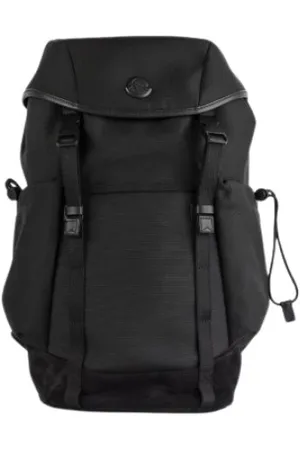 Moncler Tassen, unisex, Zwart, ONE Size, Nylon, Zwarte Waterdichte Rugzak met Leren Afwerking