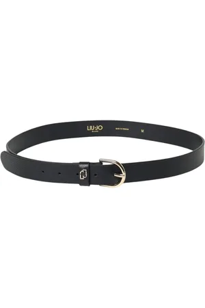 Liu Jo Accessoires, Dames, Zwart, M, Zwarte leren riem met gepolijste gesp