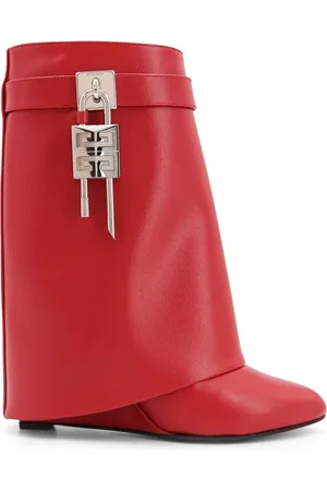 Givenchy Schoenen, Dames, Rood, 36 EU, Leer, Leren enkellaarzen met sleehak