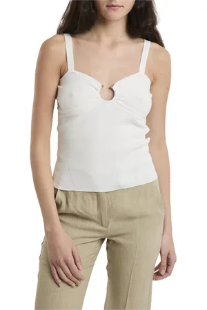 Kaos Tops, Dames, Wit, S, Geribbelde Top Rp 1Nt 032