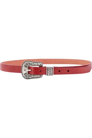 Golden Goose Accessoires, Dames, Rood, 85 CM, Leer, Rode Western Gesp Leren Riem