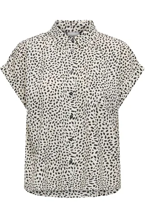 ONLY Overhemden, Heren, Wit, L, Life Grafische Dot Shirt Cloud Dancer/Zwart