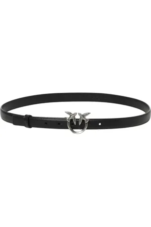 Pinko Accessoires, Dames, Zwart, XS, Leer, Liefdesvogels Leren Riem