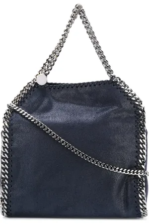 Stella McCartney Tassen, Dames, Blauw, ONE Size, Blauw Zwart Ketting-link Trim Handtas