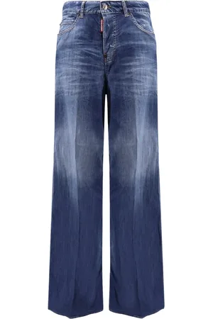 Dsquared2 Jeans, Dames, Blauw, S, Katoen, Blauwe Jeans Geborduurd Logo Gemaakt in Italië