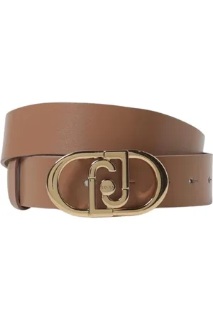 Liu Jo Accessoires, Dames, Bruin, S, Leren riem met logogesp voor vrouwen