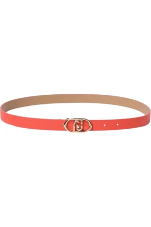 Liu Jo Accessoires, Dames, Oranje, S, Leer, Blauw Leren Gesp Riem