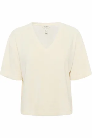Part Two Tops, Dames, , 2Xl, V-hals Eggnog T-shirt Korte Mouw